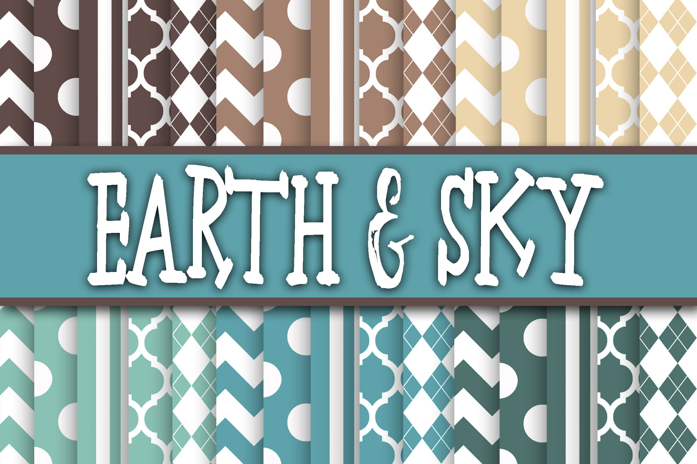 Earth and Sky Blue and Brown Digital Papers