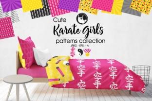 Karate Girls Pattern Background Design